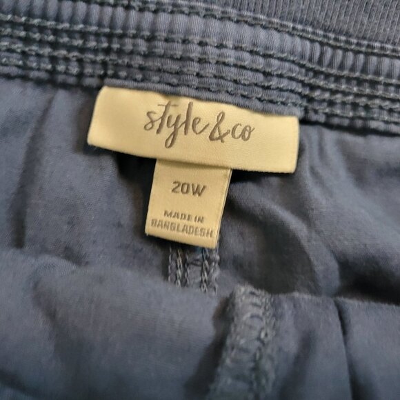 Style Co Womens Pants 20W Plus Capri Cargo Blue Zip Fly Tied Hems BLU198E - Picture 7 of 9